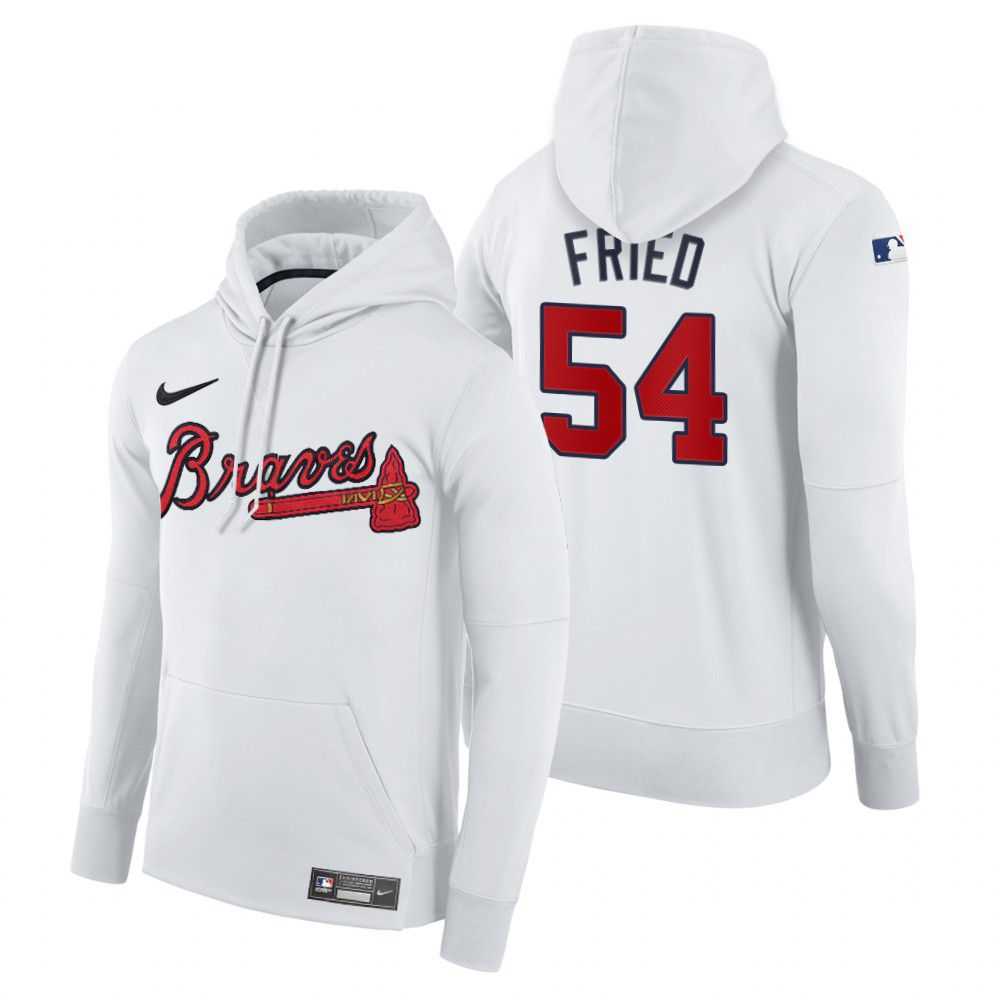 Men Atlanta Braves 54 Fried white home hoodie 2021 MLB Nike Jerseys